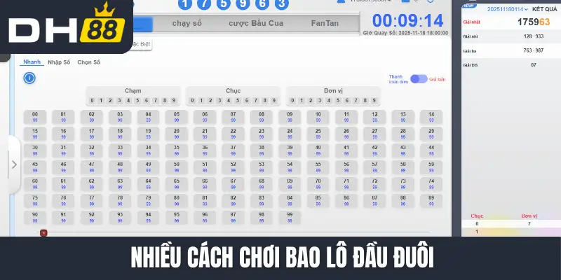 Nhiều cách chơi bao lô đầu đuôi